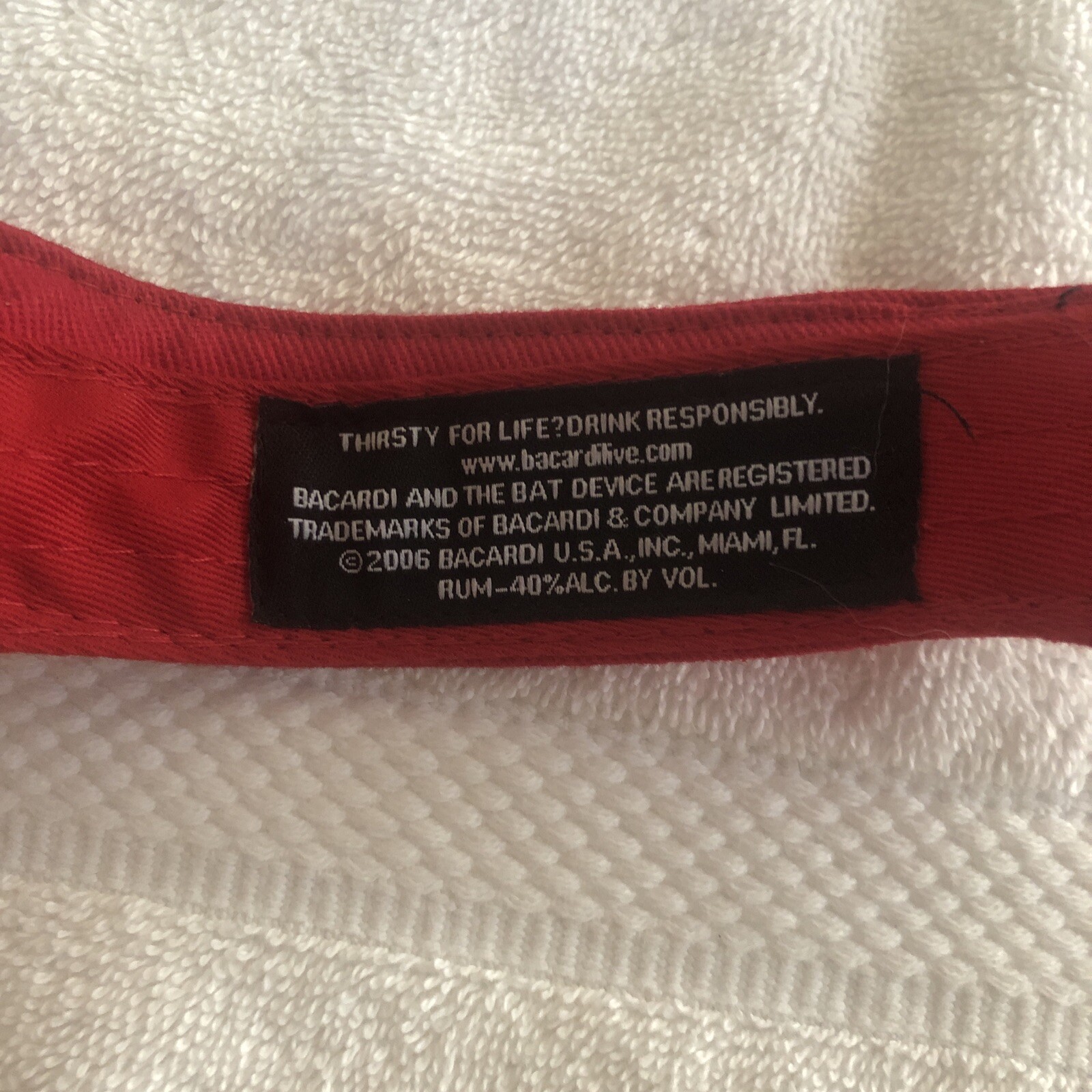 Bacardi  Visor Strapback Adjustable Red/White Bat… - image 7