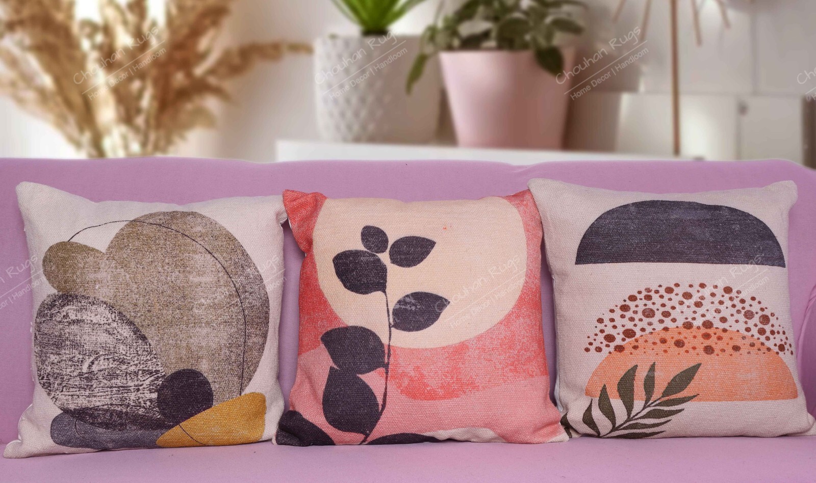 Indian 3 Set Handwoven Digital Printed Pillow Cover  45x45 cm For Home Decorate