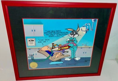 Rare Warner Bros Cel Bugs Bunny Porky Pig What A Mouthful Chuck Jones Signed - Image 1 of 4