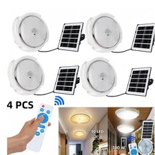 Solar Power Ceiling Pendant Light Remote Control Outdoor Indoor Lamp Waterproof