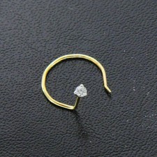 14K Yellow Gold Over Round Cut Diamond Nose S...