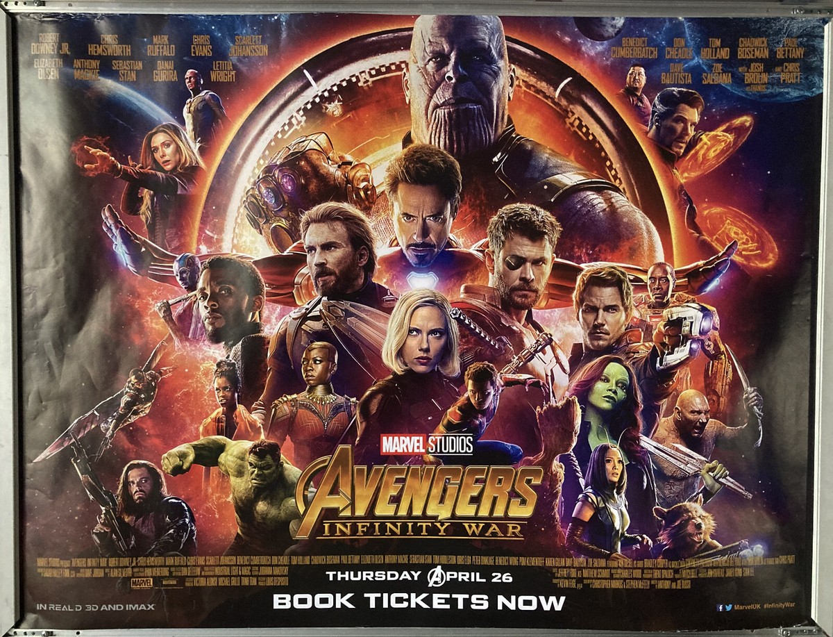 Cinema Poster: AVENGERS INFINITY WAR 2018 (Main Quad) Robert Downey