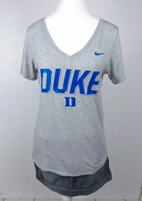 Duke Blue Devils NIKE Women's V-neck Tee Shirt Gray Athletic Fit Size Small