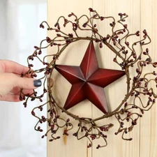 Lot of 4 Burgundy Pip Berry and Red Barn Star 7" Wreaths