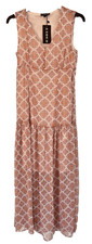Designer Boho Midi Dress by Dream Uk10 Orange/Pink with Metallic Thread BNWT