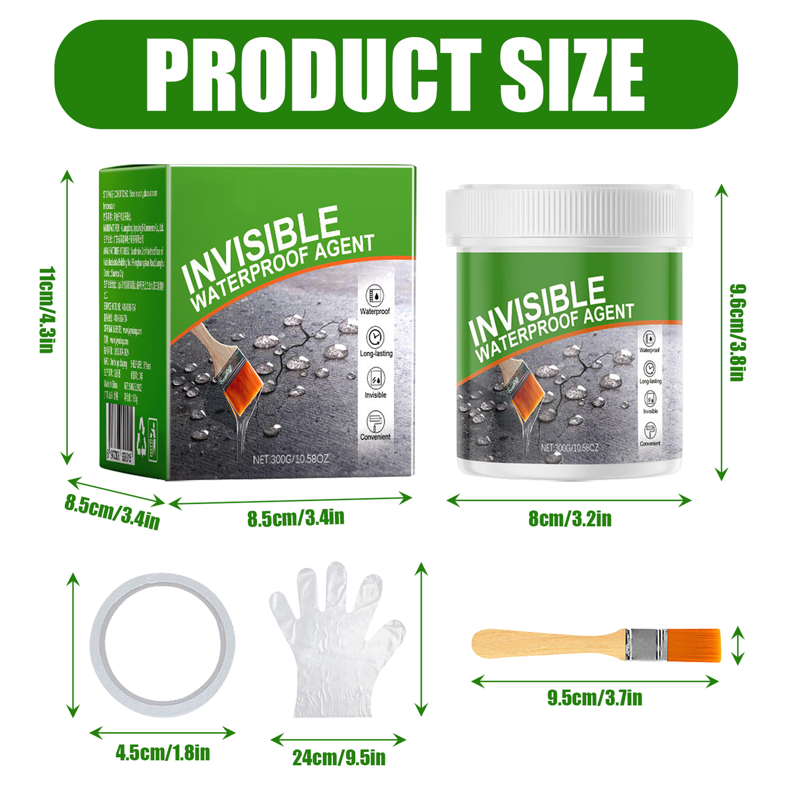 300g Liquid Waterproof Sealant with Brushes Indoor & Outdoor Roof Walls Bathroom