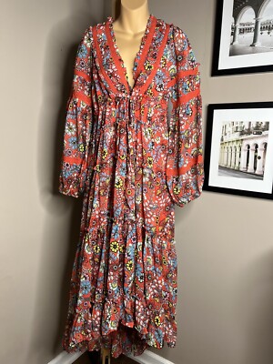 Free People Cassis Printed Chiffon Dress Size M $168 | eBay