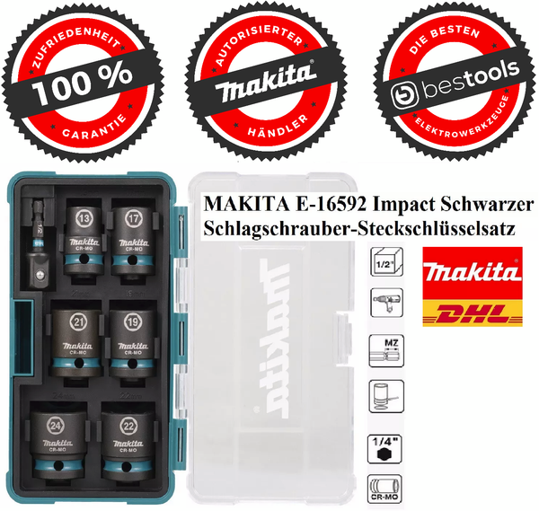Original Makita E-16592 Impact Schwarzer Schlagschrauber-SteckschlüSselsatz⭐⭐⭐-image