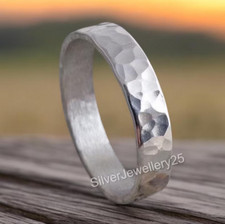 925 Sterling Silver Stacking Ring   Thin Minimalist Band, Hammered Ring,All Size