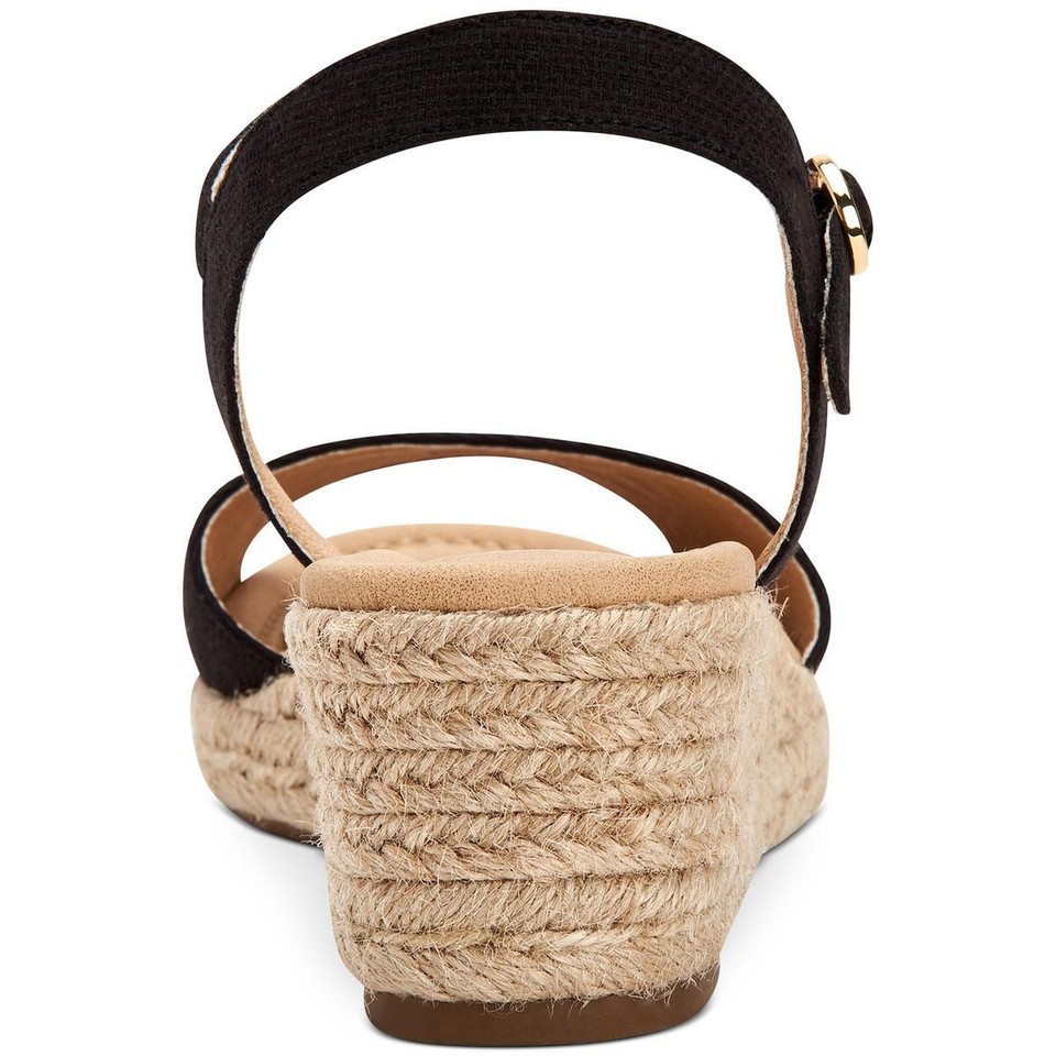 Charter Club Womens Luchia Black Wedge Sandals Shoes 8.5 Medium (B,M