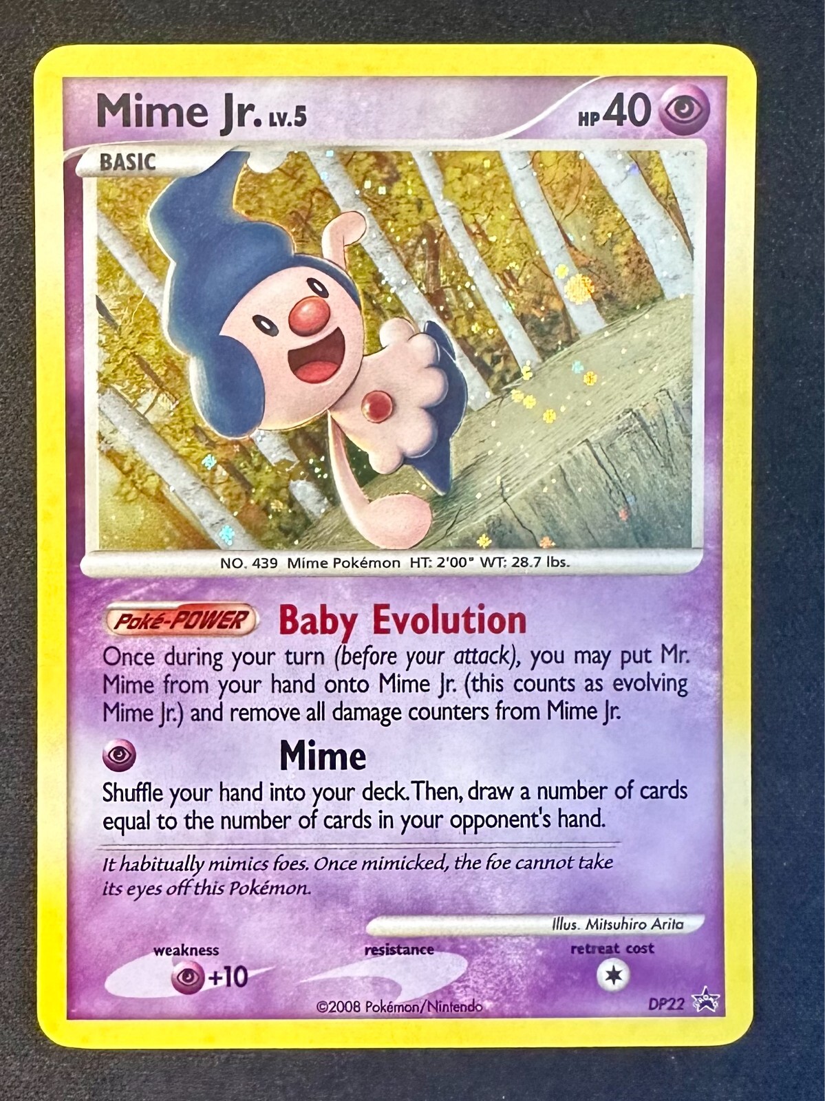 Mime Jr. DP22 D&P Black Star Promo Pokemon Card Arita Artwork Cosmos Holo - Lp