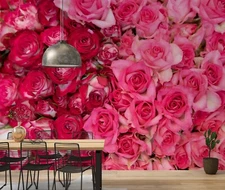 3D Pink Red Rose Plant Close-up Self-adhesive Removable Wallpaper Murals