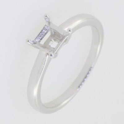 MTO Sterling Silver Semi Mount Ring Setting Princess 5.5mm Square 5x5mm Solitair