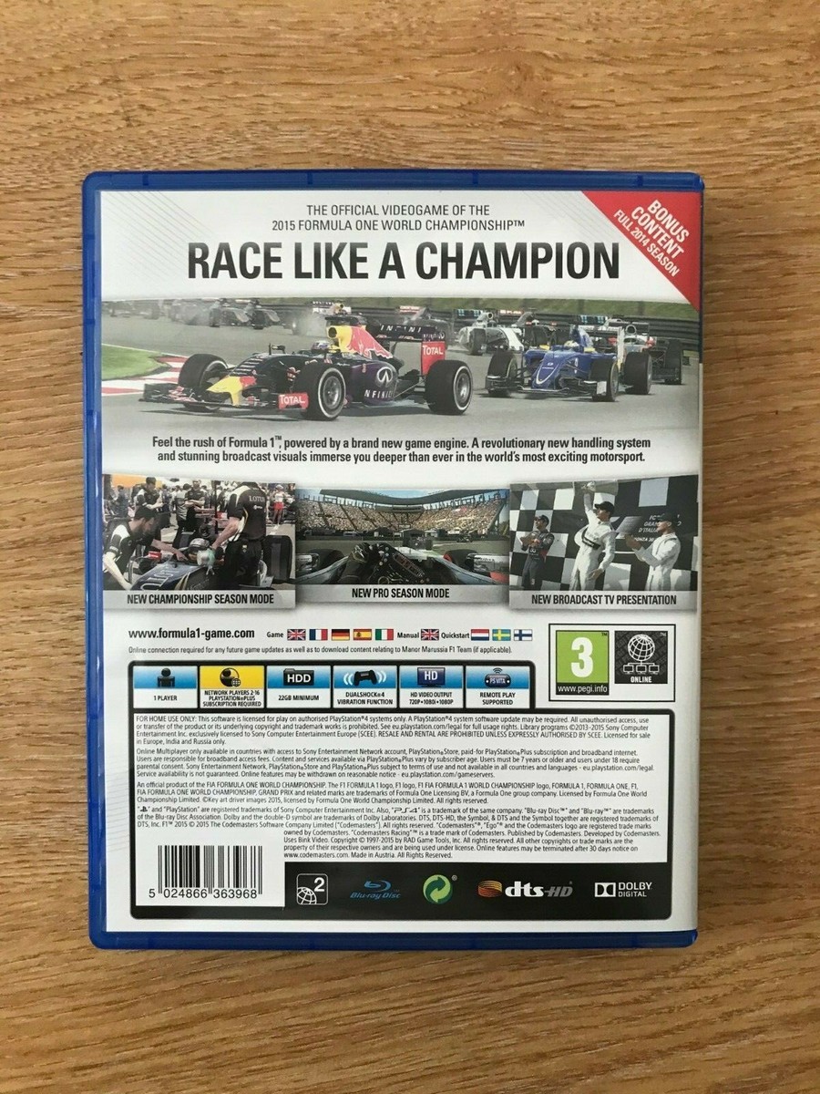 F1 2015 Sur Xbox One – Jeu De Formule 1 En Français, PAL, Bon état