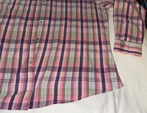 AURA XL DAMEN WESTERN LANGARMSHIRT PINK/BRAUN PERLEN MIT DRUCKKNÖPFEN GESTREIFT - Bild 4 von 11