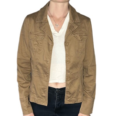 Vintage Y2K Forever 21 Military Jacket Junior’s Large Slim Fit Tan Neutral  Tone