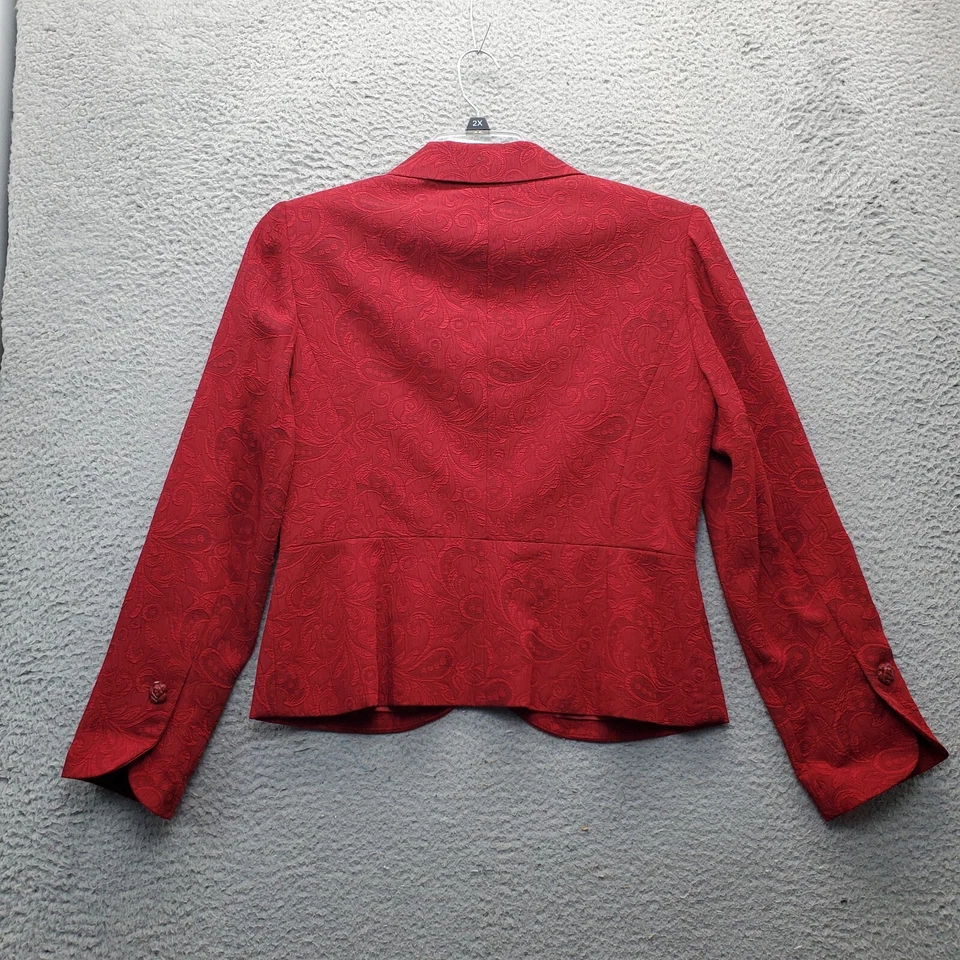 Giorgio Sant'Angelo 2 Piece Skirt Suit Womens 8 Dark Red Paisley Notch Lapel - Image 3 of 4