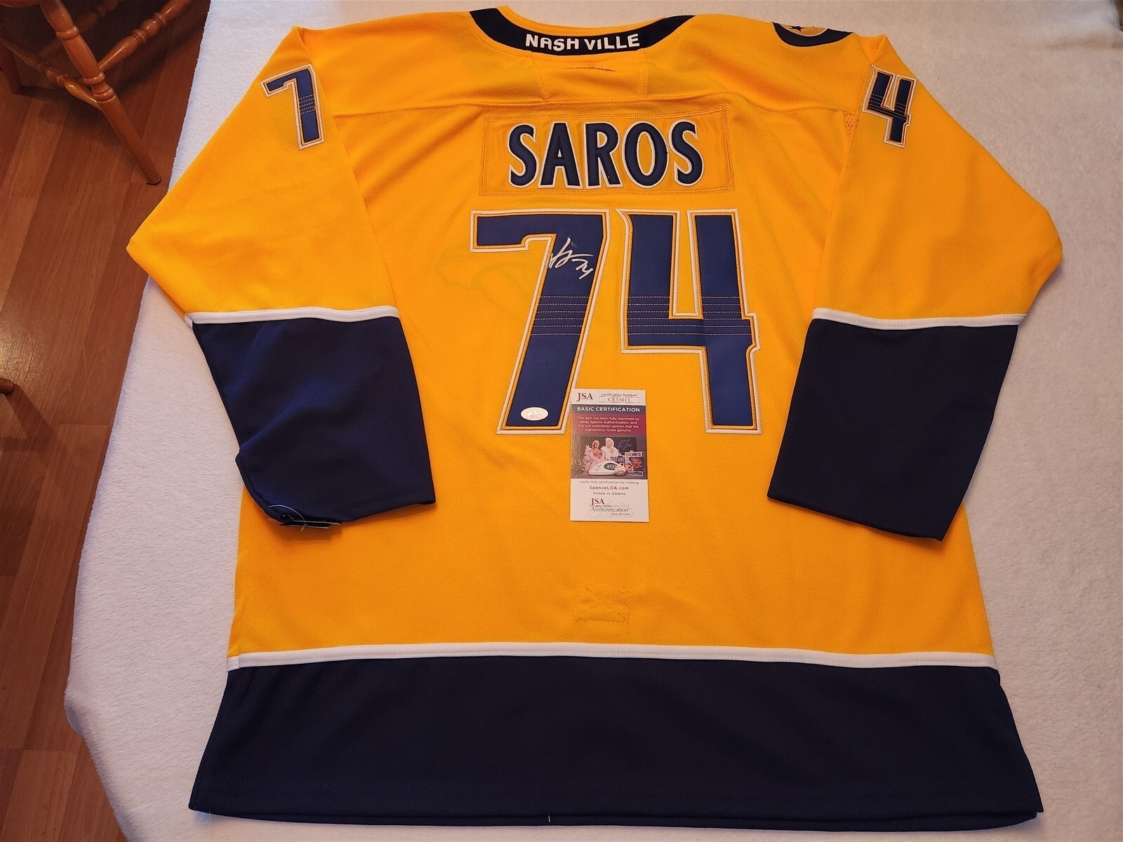 JUUSE SAROS signed PREDATORS custom jersey JSA COA SIZE XL 