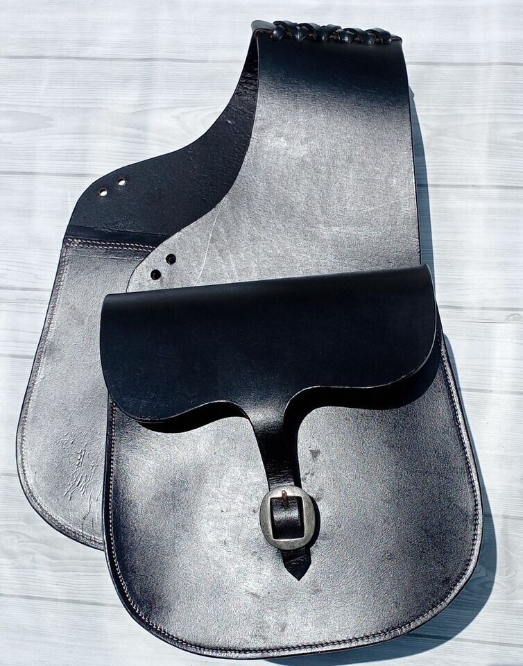 WESTERN SADDLE BAG HORSE COW HIDE GENUINE LEATHER TRAIL TOOLING CARVING