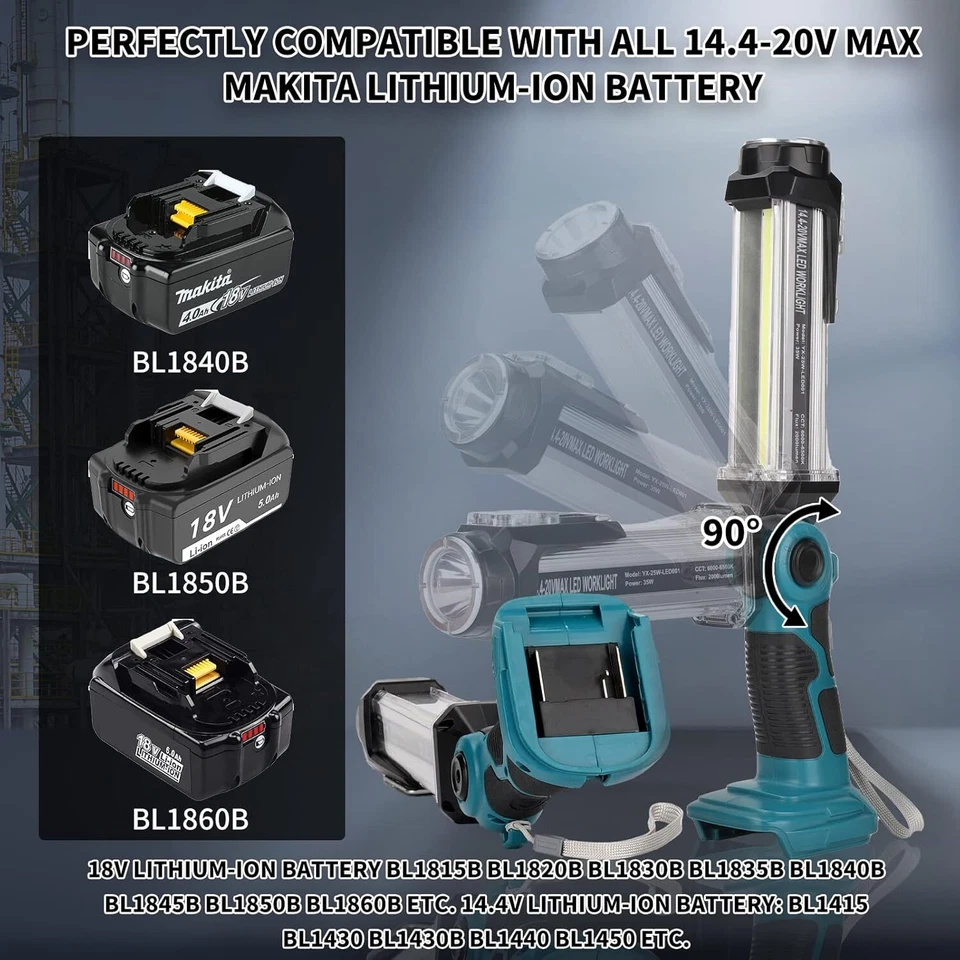 2000LM 35W LED Work Light for Makita 18V LXT Li-ion Battery Outdoor Floodlight ~ - Image 4 of 4