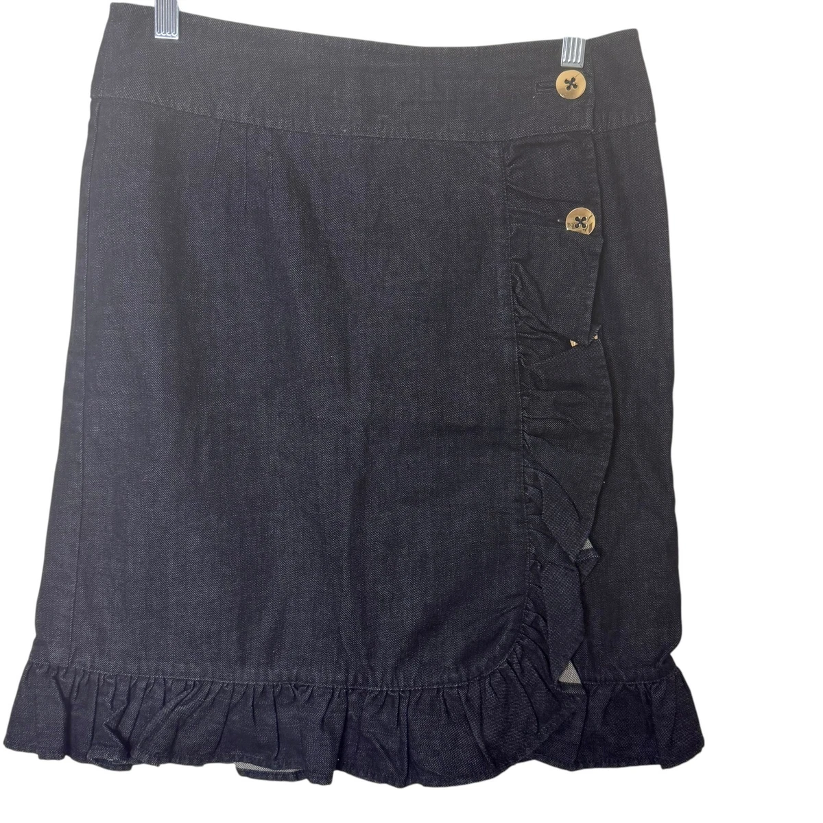 Jupe Leifsdottir En Denim Foncé Taille 12 - Volants Avant/arrière - Extensible - Occasion Excellente
