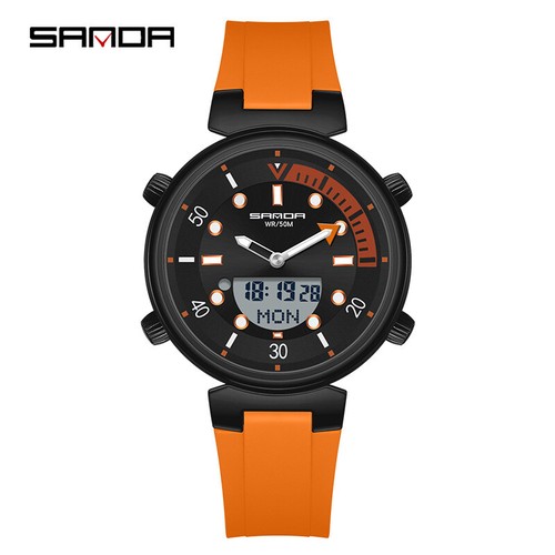 SANDA Luminous Calendar Waterproof Electronic Multifunctional Dual Display Watch - Picture 17 of 26