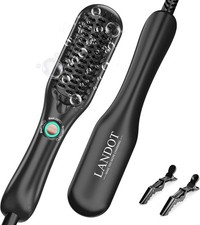 Ceramic Mini Hair Straightening Brush Dual Voltage Hot Comb Travel Frizz Free...