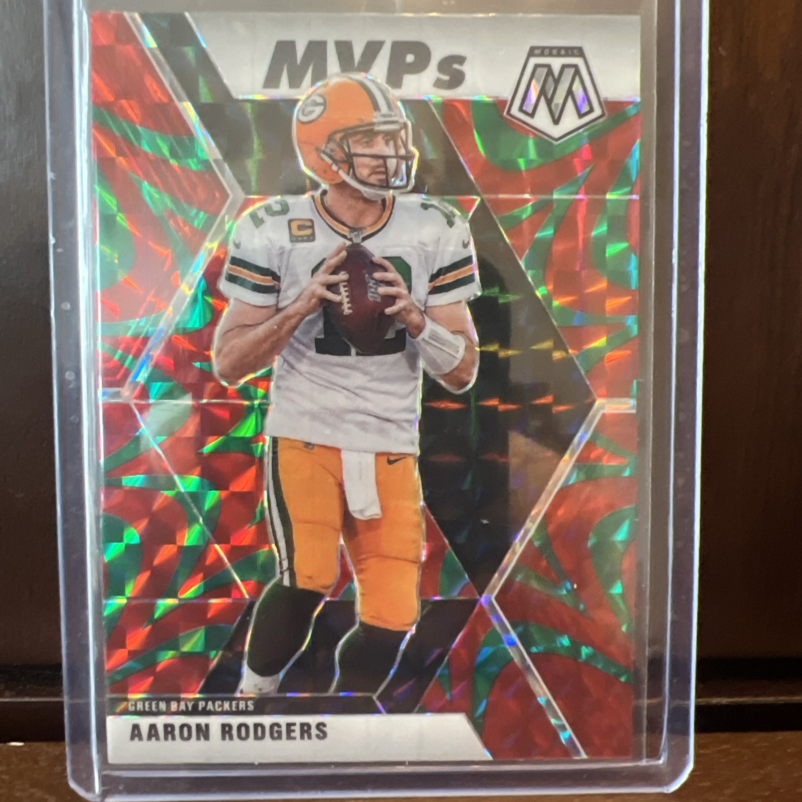 2020 Panini Mosaic - MVPs Aaron Rodgers #300 Mosaic Reactive Green Prizm
