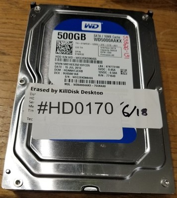 Western Digital WD5000AAKX-75U6AA0 500GB 7200RPM 3.5'' Hard Drive - LOT OF 10