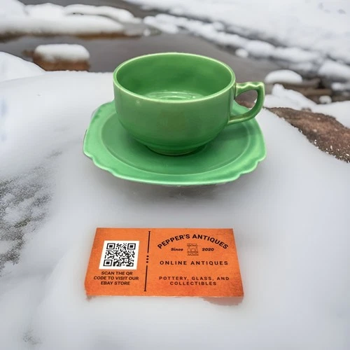 Fiestaware Vintage Riviera Green teacup and Saucer Set Fiesta 1938 USA WV @