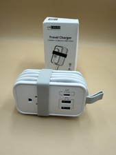 Uncaged Ergonomics Travel Power Strip with USB Ports White 