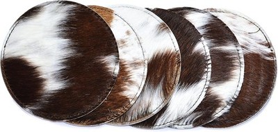 NGF Cowhide Coaster Set of 6 pcs Natural Cow Skin Colors 