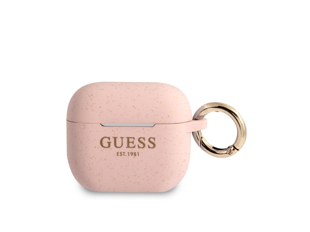 Boîtier Guess AirPods 3 en silicone premium rose au design chic