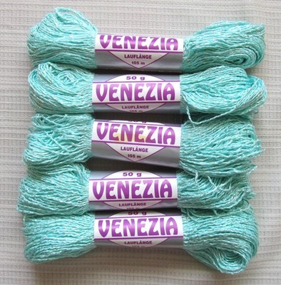 Strickgarn Baumwollgarn 5 x 50g türkis mint Baumwolle Viskose Irisé Häkelgarn