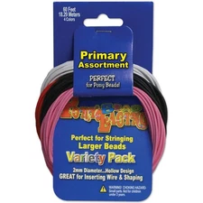 Pepperell Braiding Pony Bead Lacing Variety Pack 60'-Primary Colors - 3 Pack