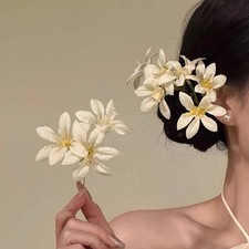 Flower Hair Pin for Women Lightweight Boho Side Hair Accessory Wine Red