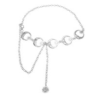 FüR Frauen Metall TaillengüRtel, Gliederkette GüRtel (Silber, Mond)