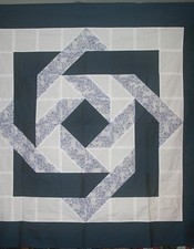 Quilt Top only - 54  x 54  Navy Blue White co...