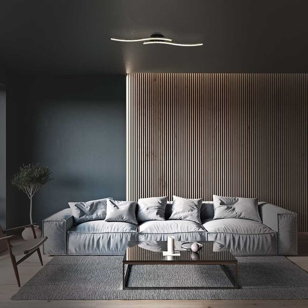 Briloner Led Deckenleuchte Schwarz 81Cm 12W 1400Lm Warmweiß Lampe Glitzereffekt-image