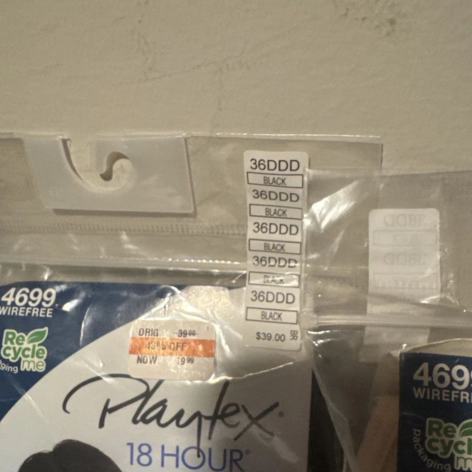 Sujetador Playtex 18 horas control de rebote sin cables soporte de 4 vías - 36 DDD negro nuevo con etiquetas Foto 3 de 4