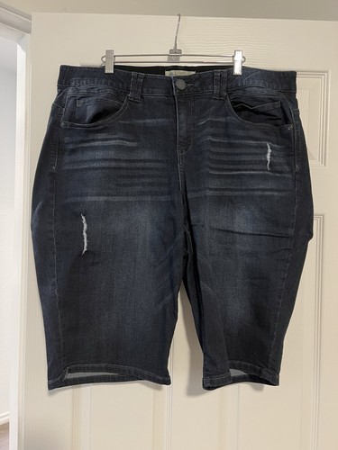 Democracy Plus Size Ab Solution 20W Bermuda Shorts, Dark Wash