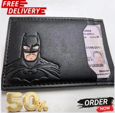 Leather Bat Wallet Personalized Superhero Mask Card Holder Bat ID Heroic Wallet