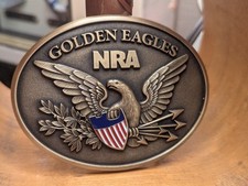 NRA National Rifle Association Golden Eagles Belt Buckle 3" - Fits up to 1.75"
