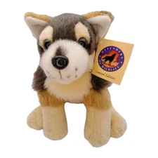 Defender Wildlife Wolf Plush 10" Realistic Gray Brown Weighted Stuffed Animal NW