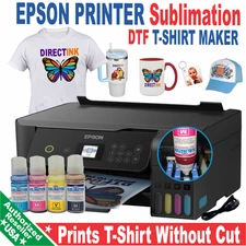 Epson Printer with Subli Ink Printing Plus DTF T-Shirt Maker Mug Caps Start kit