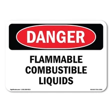 Flammable Combustible Liquids ANSI Danger Sign Metal Plastic Decal