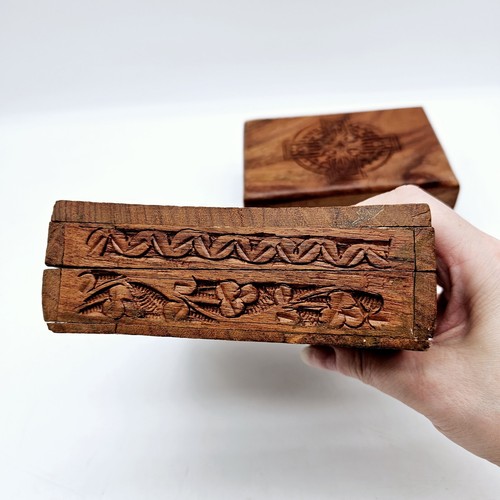 2 cajas de baratijas vintage talladas a mano de madera cruz celta irlandesa florales hechas en la India - Imagen 15 de 24