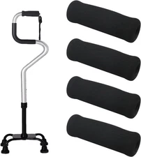4Pcs Walking Cane Hand Grips - Black Foam Replacement for Offset 0.8, 