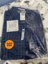 Express Men's Extra Slim Fit Shirt Size L Blue Cotton Button Down Long Sleeve