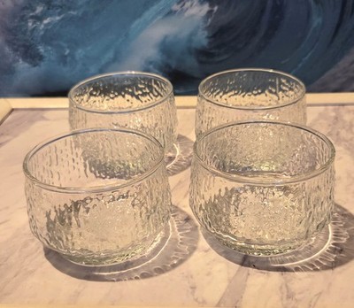 4er Set 70er Jahre Ravenhead Siesta Rinde Dessert Eisbecher Schale, Schale oder Weinglas 